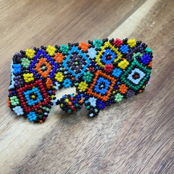 Handmade Fair Trade Artisan Beadwork Bracelet Cuff - Picture 3 of 4